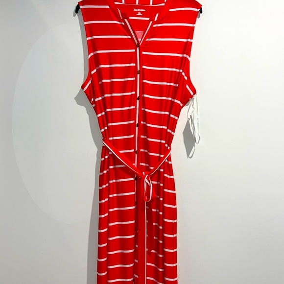 Kim Rogers Dresses & Skirts - Kim Rogers orange white striped belted dress. Size XXL. NWT.
